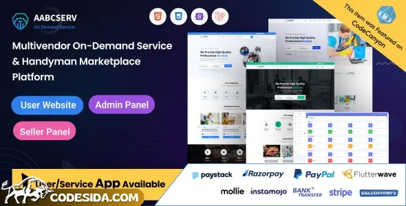 Aabcserv v1.3.0 - Multivendor On-Demand Service & Handyman Marketplace Platform