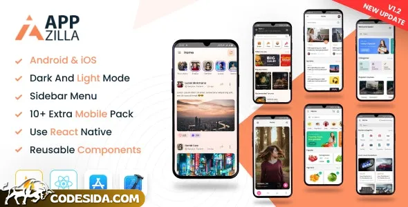 AppZilla v1.3 - Mobile React Native UI KIT Elements Andriod + iOS