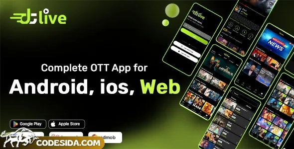 DTLive v1.5 - Flutter App (Android - iOS - Website ) Movies - TV Series - Live TV - OTT - Admin Panel