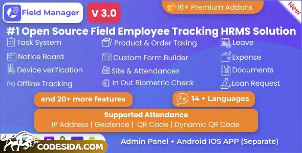 Field Manager v3.0 - Employees Realtime & Offline Tracking, Tasks, Product Order, IP, QR, Geofence HRMS Field Manager v3.0 - Employees Realtime & Offline Tracking, Tasks, Product Order, IP, QR, Geofence HRMS