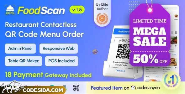 FoodScan v1.0 - Qr Code Restaurant Menu Maker and Contactless Table Ordering System with Restaurant POS