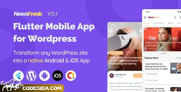 Newsfreak v2.0.4 - Flutter Mobile App for WordPress Newsfreak v2.0.4 - Flutter Mobile App for WordPress