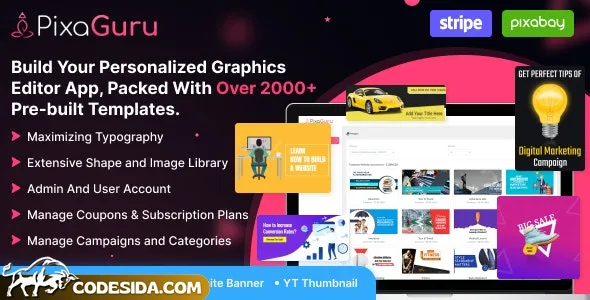 PixaGuru v1.9.1 - SAAS Platform to Create Graphics, Images, Social Media Posts, Ads, Banners, & Stories
