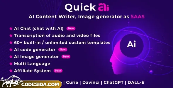 QuickAI OpenAI v2.3 - AI Writing Assistant and Content Creator as SaaS - nulled