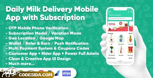 Dairy Products, Grocery, Daily Milk Delivery Mobile App with Subscription v1.4