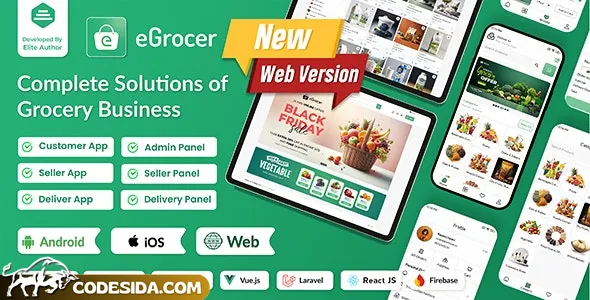 eGrocer v2.0.2 - Online Multi Vendor Grocery Store, eCommerce Marketplace Flutter Full App with Admin Panel - nulled