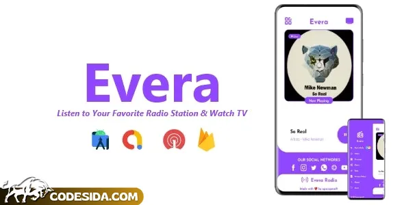 Evera v3.0.0 - Single Station Radio & TV App | ADMOB, FIREBASE, ONESIGNAL