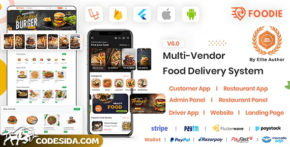 Foodie v6.0 - UberEats Clone - Food Delivery App - Multiple Restaurant Food Delivery Flutter App