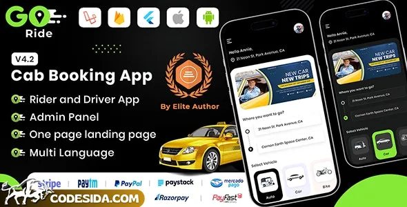 GORIDE v4.2 - InDriver Clone - Flutter Complete Taxi Booking Solution with Bidding Option