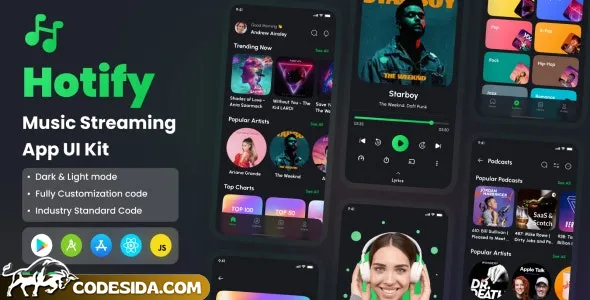 Hotify v1.0 - Music Streaming App React Native CLI Ui Kit
