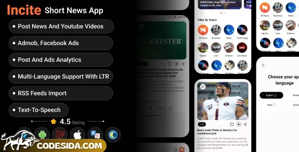 Incite v2.2 - Short News App & Web, Blog App with Laravel Admin Panel for Android & iOS