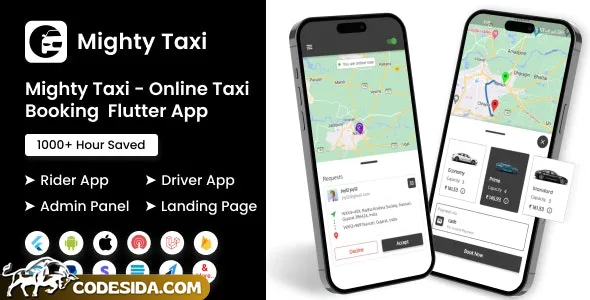 MightyTaxi v12.0 - Flutter Online Taxi Booking Full Solution
