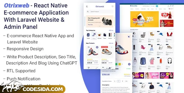 Otrixweb v1.3.0 - React Native Ecommerce Application With Laravel Website