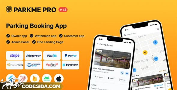 ParkMePRO v1.2 - Flutter Complete Car Parking App with Owner and WatchMan app