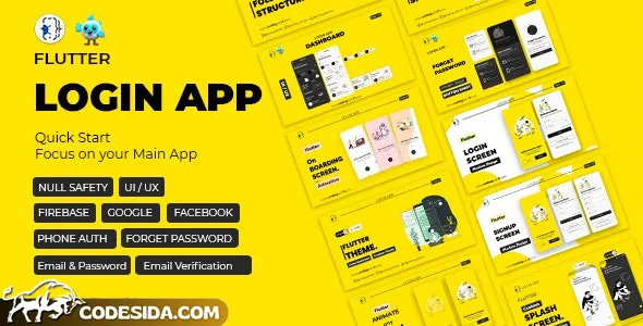 Pro Flutter Login App, Frontend, Backend, Firebase - Modern Minimal Flutter App for any Application