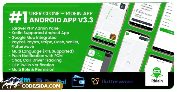 RideIn Taxi App v2.9 - Android Taxi Booking App With Admin Panel