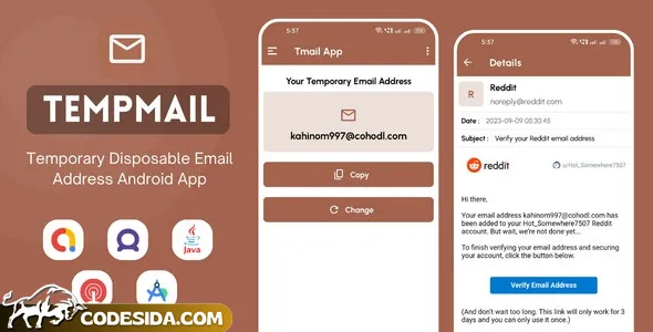 TempMail v1.0 - Temporary Disposable Email Address App with AdMob Ads