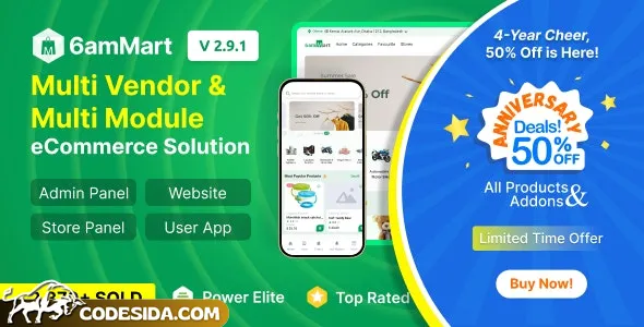 6amMart v2.9.1 - Multivendor Food, Grocery, eCommerce, Parcel, Pharmacy delivery app with Admin & Website - nulled