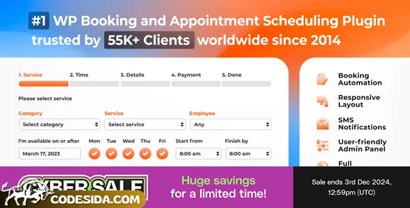 Bookly PRO v8.5 – Appointment Booking and Scheduling Software System