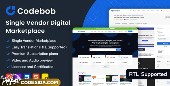 Codebob v1.1 - Single-Vendor Digital Marketplace - nulled