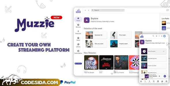 Muzzie v4.6 - Music, Podcast & Radio Streaming Platform